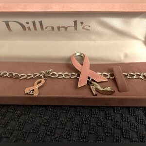 Dillard’s Charm Bracelet and Pin (Breast Cancer Awareness)